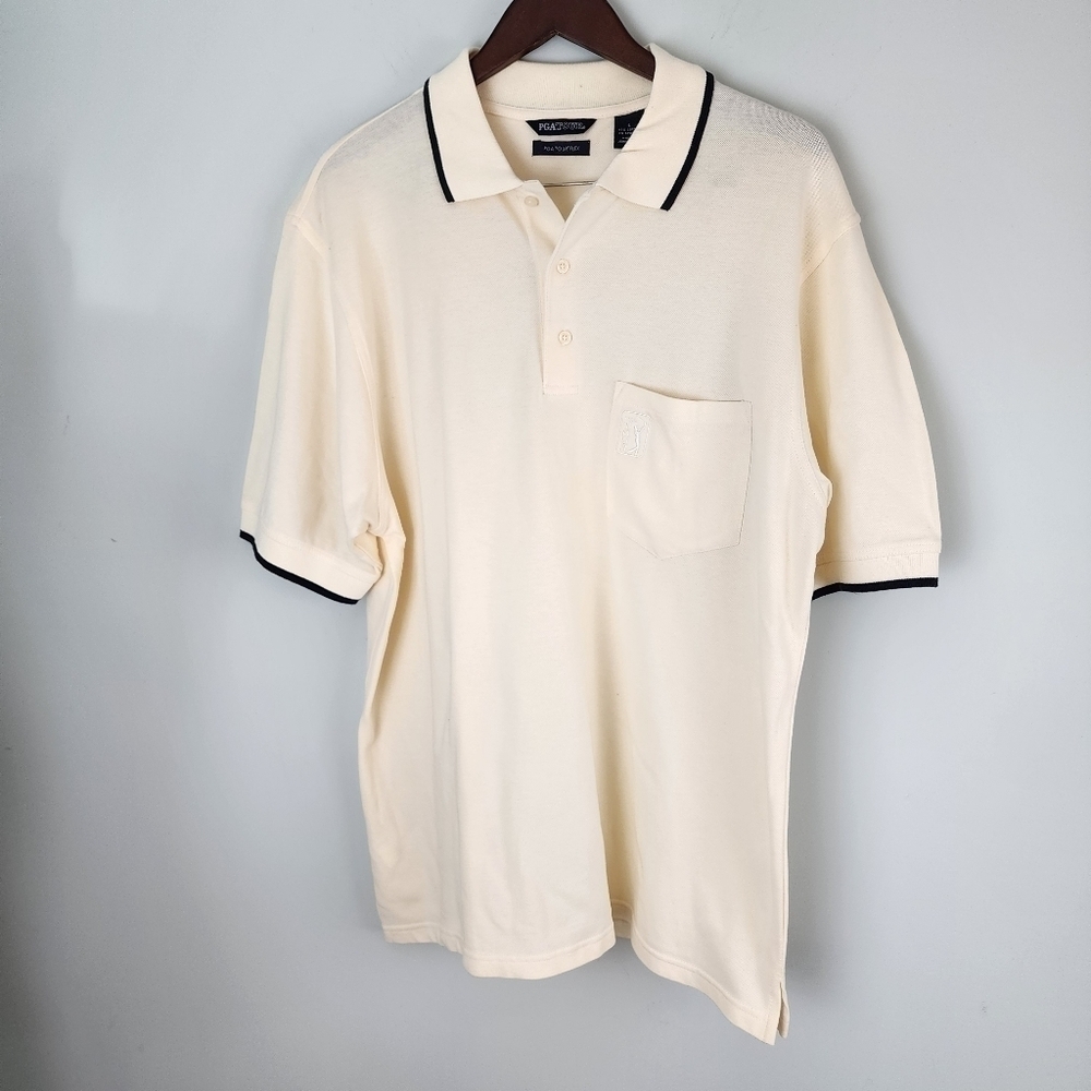 PGA Tour Flex Short Sleeve Golf Polo Shirt With Chest Pocket With Logo Size L
